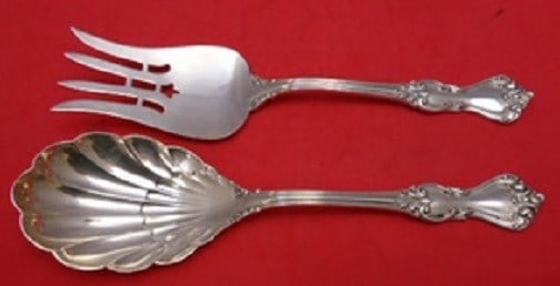 Reed and Barton Marlborough Sterling Silver Salad Serving Set 2pc Shell Design (1 of 1)