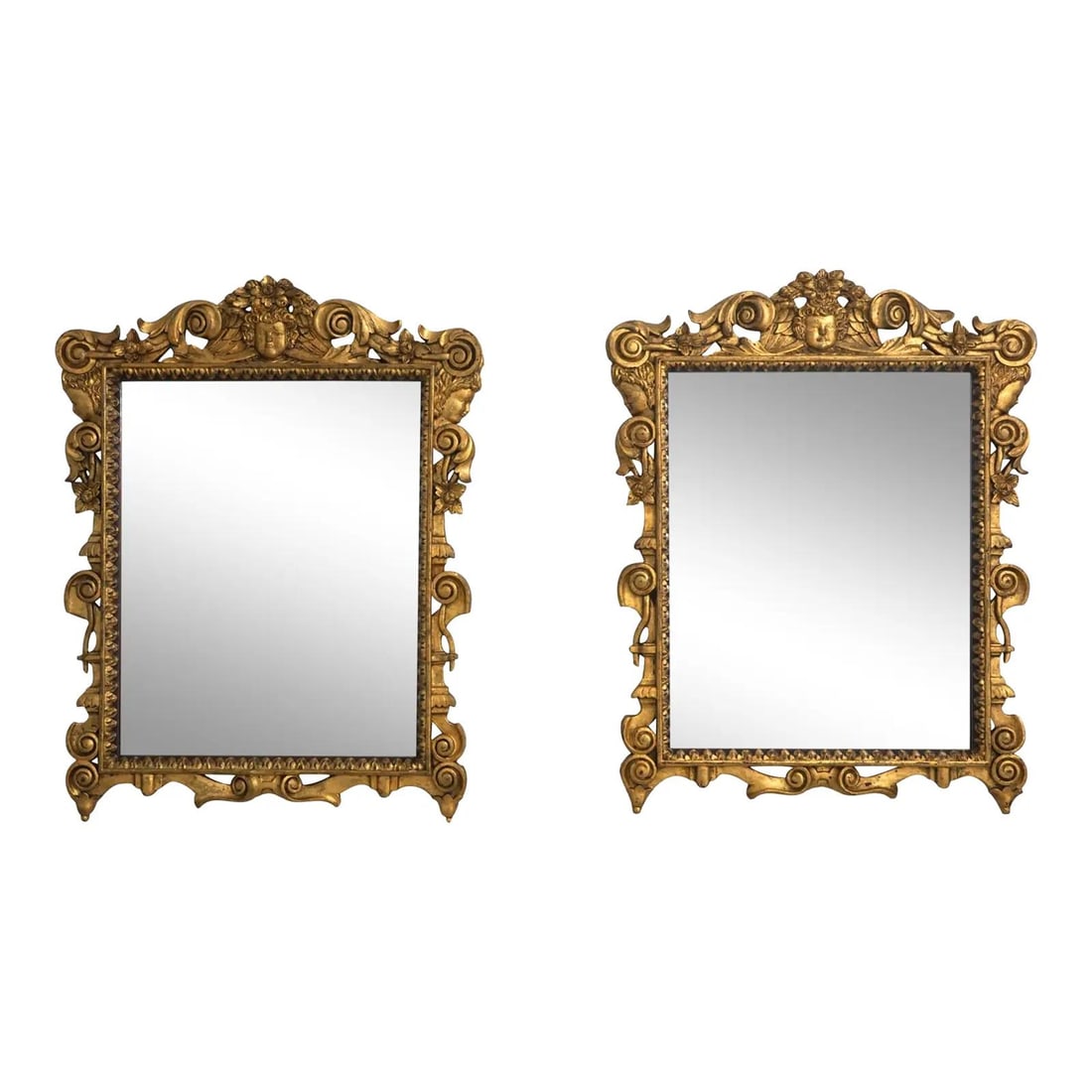 Vintage Italian Gold Gilt Carved Mirrors Ornate Pair 100 Years Old (1 of 10)