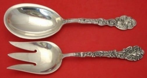 Gorham Versailles Sterling Silver Salad Serving Set 9 inch: Gorham Versailles Sterling Silver Salad Serving Set 9 inch Elevate your dining experience with this exquisite Versailles Salad Serving Set by Gorham, crafted entirely from sterling silver. This elegan