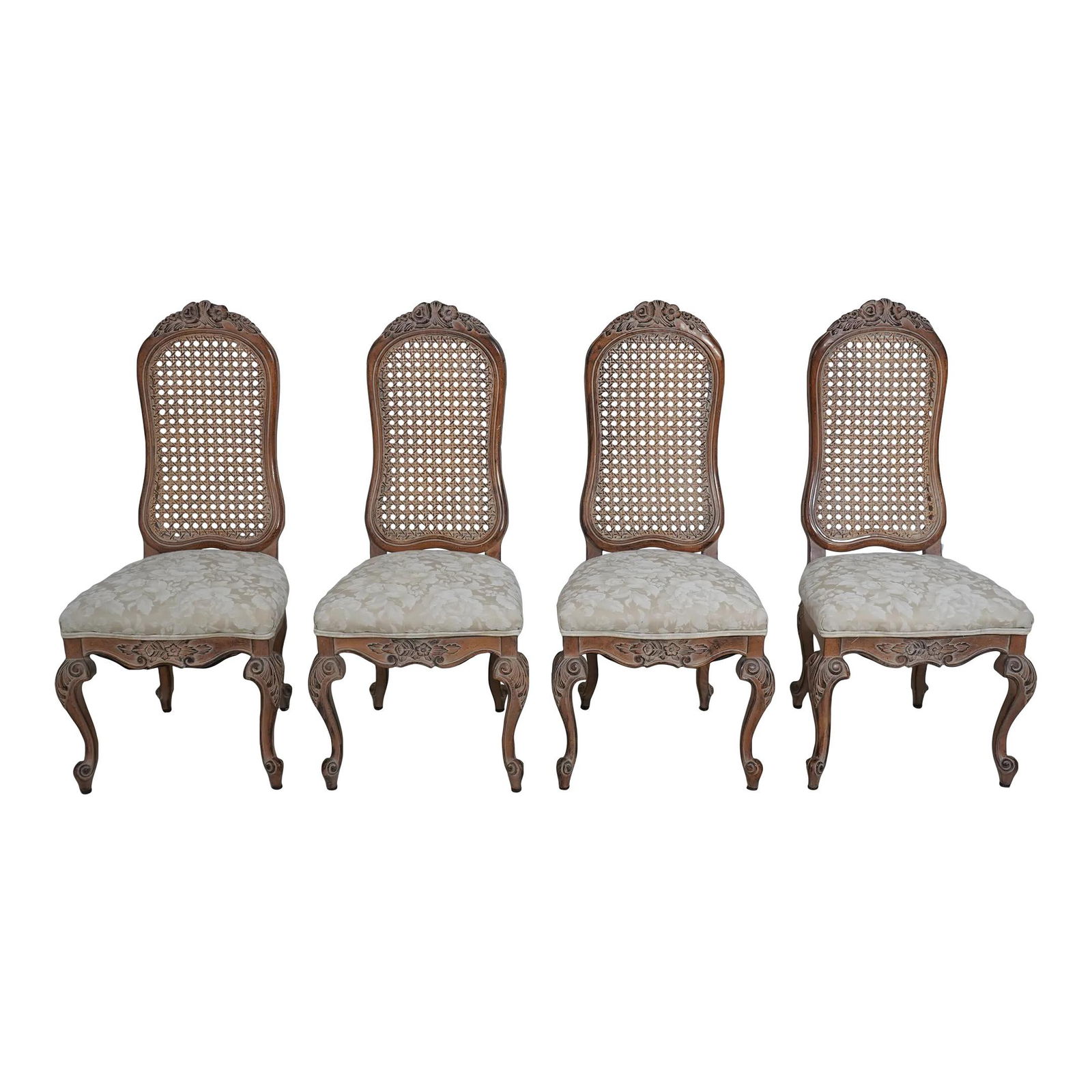 Elegant Set of 4 French Cane Back Dining Chairs (1 of 10)
