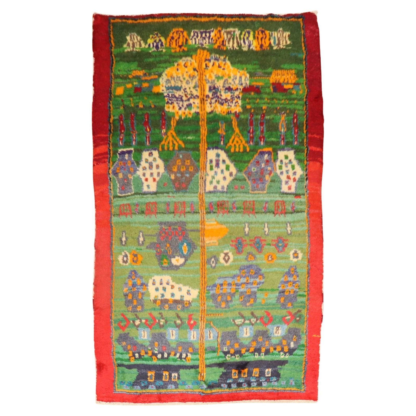 Mid-20th Century Hand-Knotted Green Turkish Tulu Rug 55 x 87: Mid-20th Century Hand-Knotted Green Turkish Tulu Rug 55 x 87 This exquisite Green Turkish Tulu Rug showcases a beautiful Bohemian style, perfect for adding a touch of warmth and character to your home