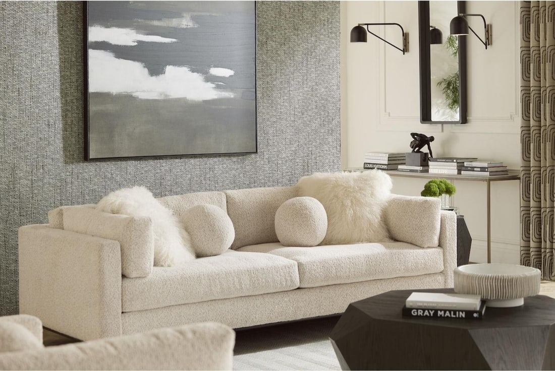 Alder Tweed Coastal Sand Pike Sofa 99W 47D Elegant Design: Alder Tweed Coastal Sand Pike Sofa 99W 47D Elegant Design Introducing the Elegant and Stylish Coastal Sand Pike Sofa, a perfect addition to your home decor. This spacious sofa features a beautiful coa