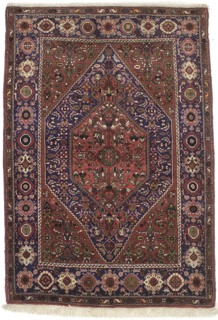Hand-Knotted Vintage Wool Floral Area Rug 3'4 x 4'11 Oriental Design (1 of 15)