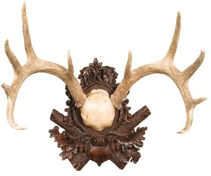 Hand-Carved Whitetail Deer Antlers Lodge Wall Plaque Resin Art (1 of 1)