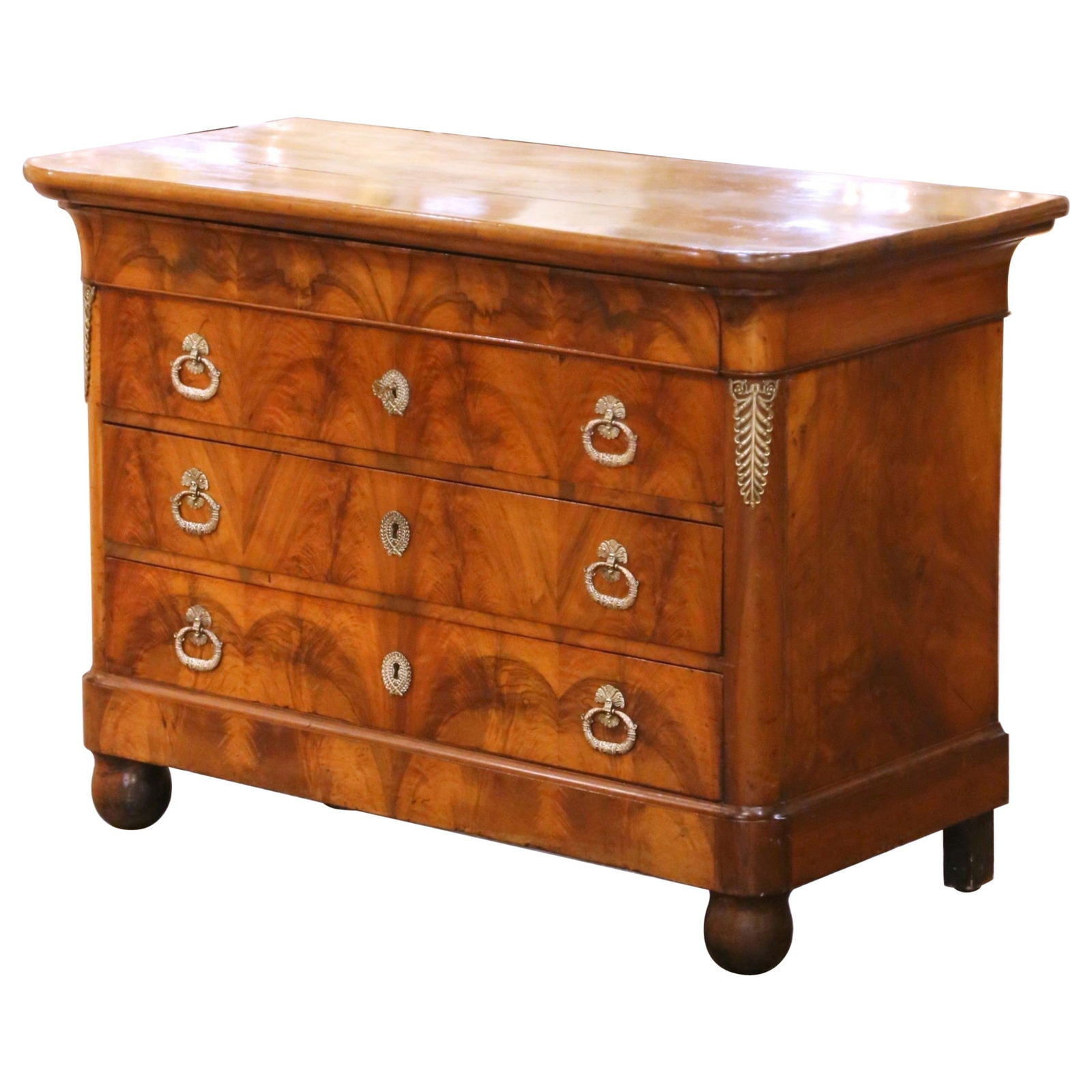 French Louis Philippe Walnut Commode with Four Drawers Circa 1860 (1 of 14)
