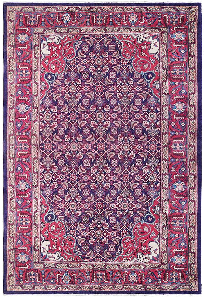 Navy Blue Semi-Antique Persian Herati Rug 6.10 x 10.10 ft (1 of 7)