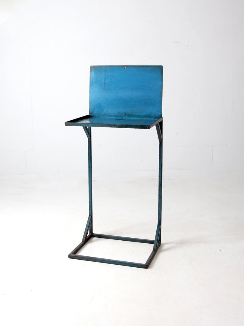 Vintage Industrial Blue Metal Desk Tall Steel Frame (1 of 11)