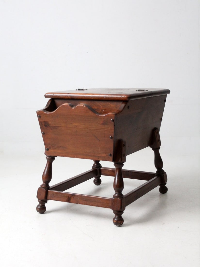 Vintage Colonial Revival Wood Magazine Rack Table With Lift-Top Storage (1 of 18)