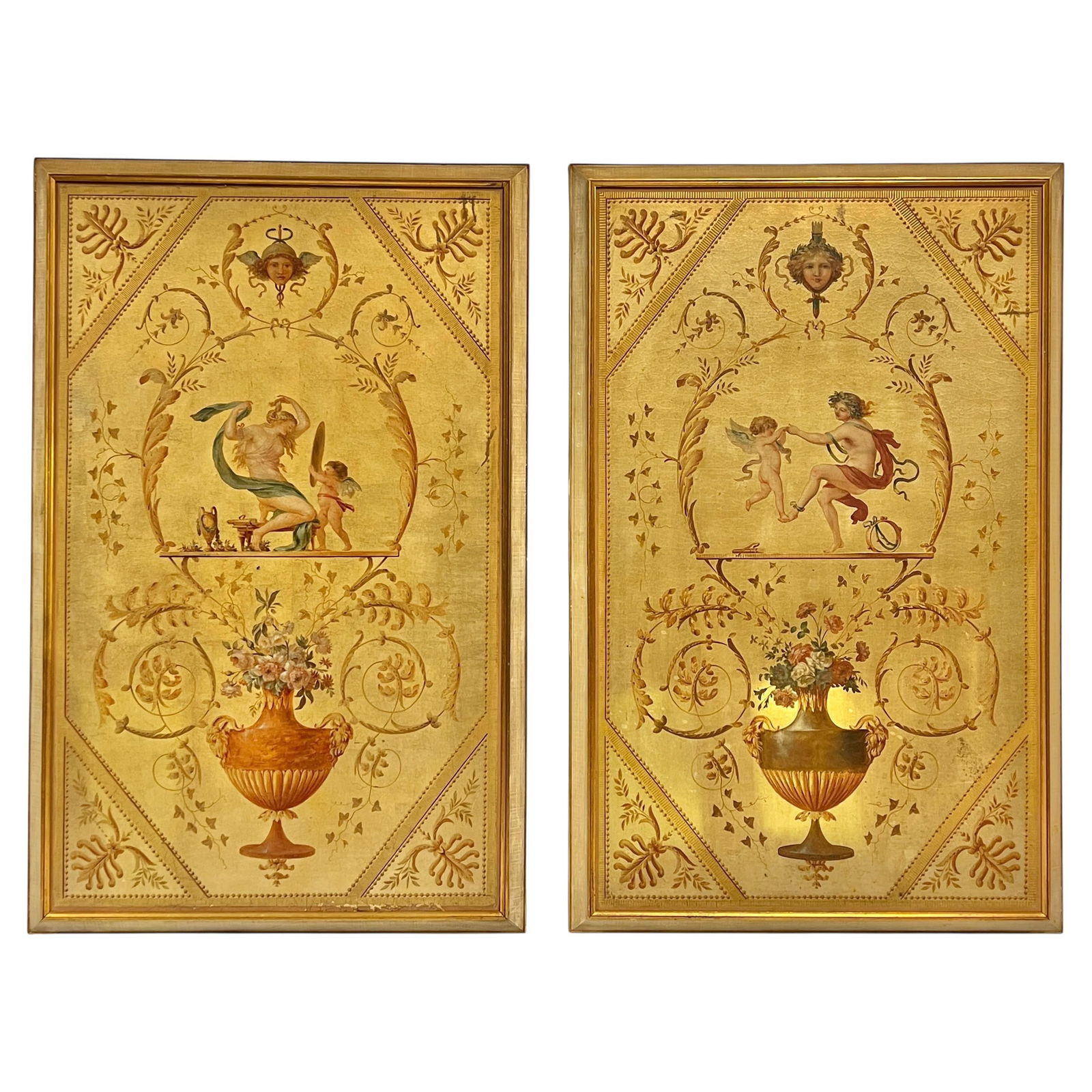 Set of 2 French Painted Panels After Louis XVI Marie Antoinette Boudoir (1 of 15)