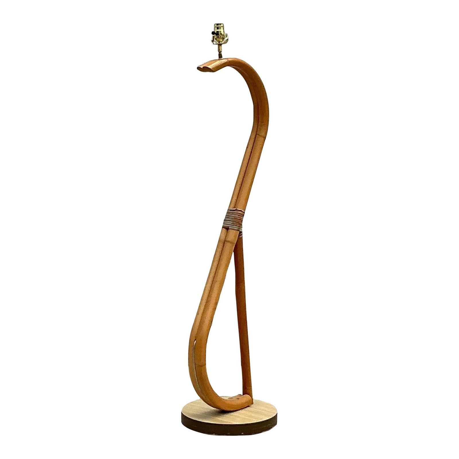 Vintage Coastal Bent Rattan Floor Lamp 49.25 Tall Organic Elegance (1 of 4)