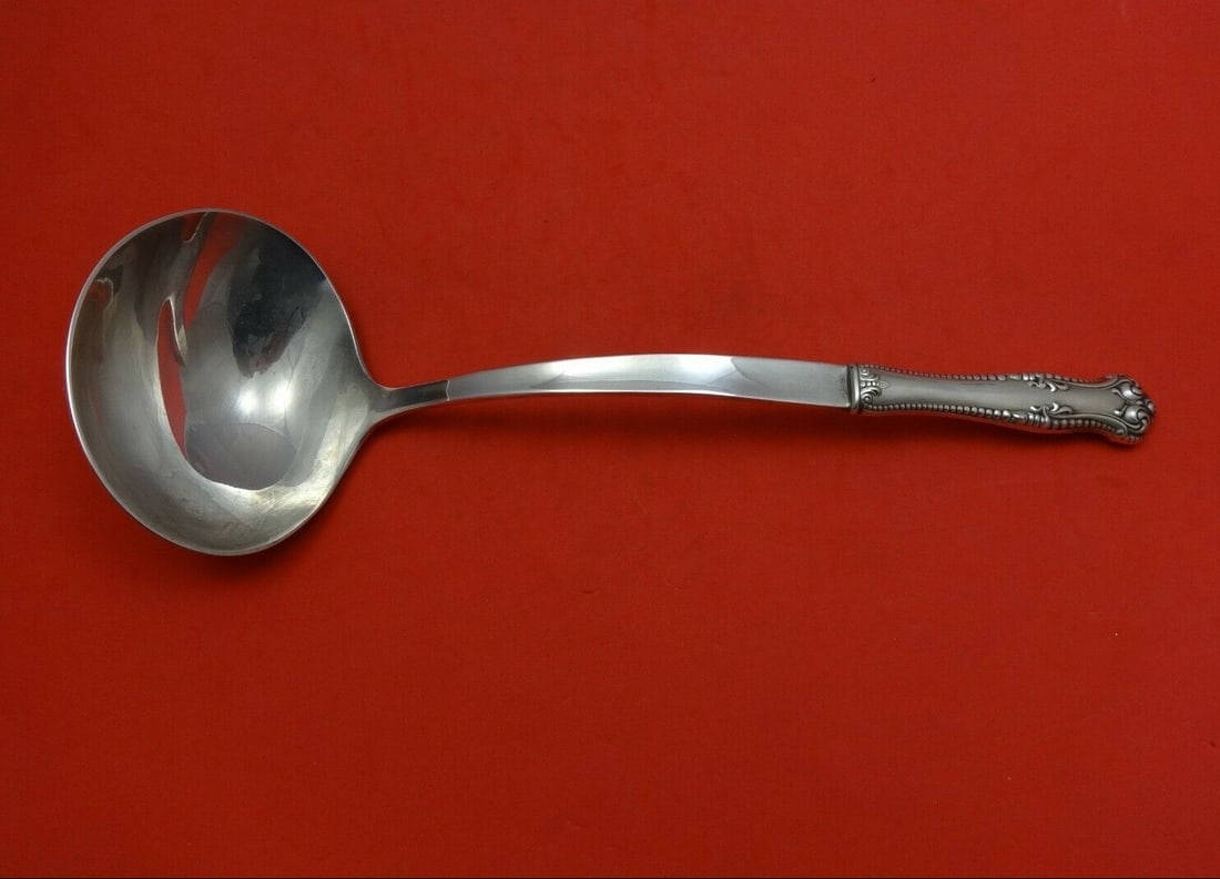 Towle Canterbury Sterling Silver Soup Ladle 11 3/4" Hollow Handle: Towle Canterbury Sterling Silver Soup Ladle 11 3/4" Hollow Handle Enhance your dining experience with this exquisite Canterbury soup ladle by Towle, crafted from high-quality sterling silver. This ele