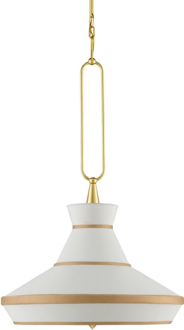 Currey Elegant Perth Pendant Light Gold Leaf Off-White Shade UL Listed (1 of 4)