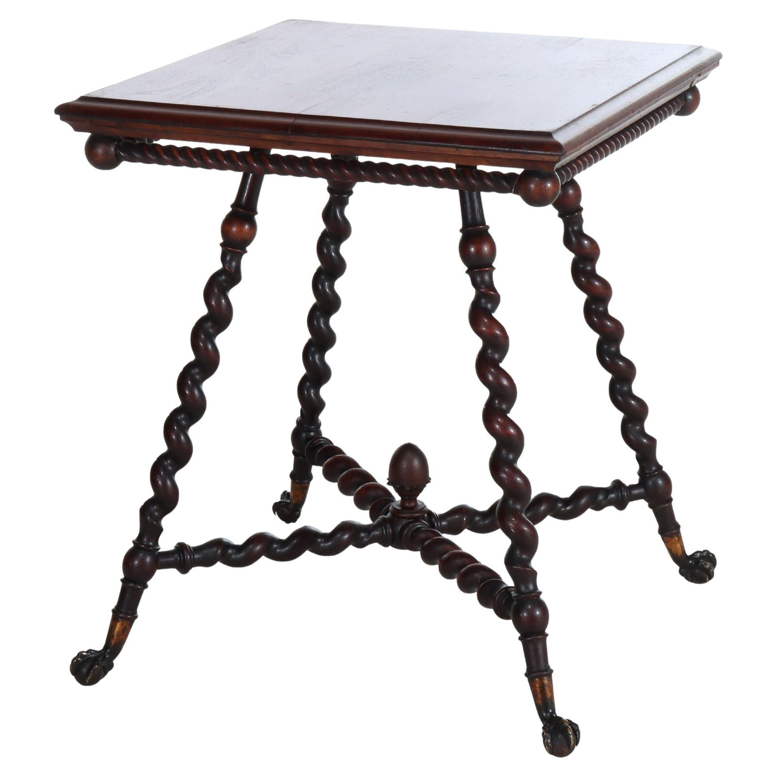 Mahogany Rope Twist Parlor Table With Claw and Ball Feet Circa 1910 (1 of 14)
