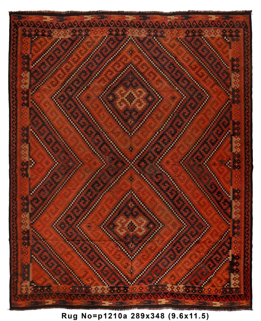 Handmade Kilim Wool Rug 9.6 x 11.5 Semi-Antique (1 of 8)
