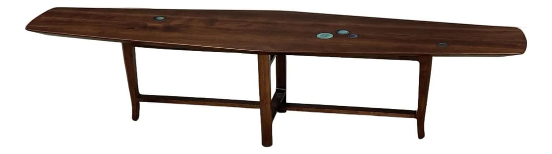 Mid Century Walnut Coffee Table with Natzler Tile by Edward Wormley (1 of 9)