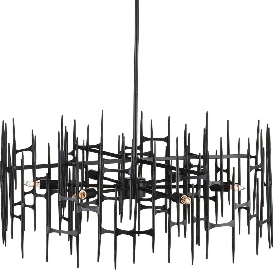 Currey Attingham Adjustable Wrought Iron Chandelier 6 Bulb Dimmable (1 of 7)