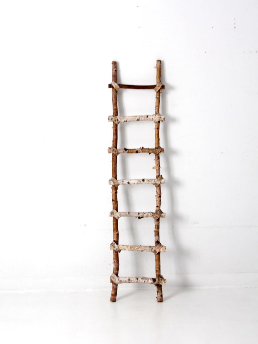 Rustic Vintage Birch Ladder with 7 Rungs for Home Decor (1 of 11)