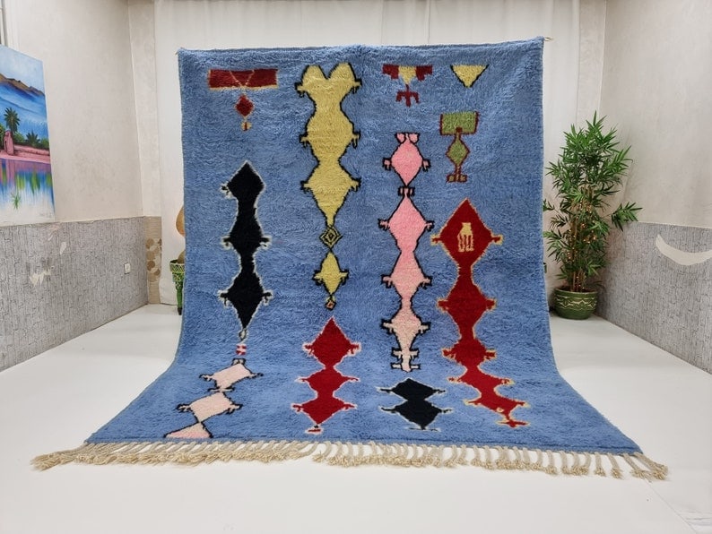 Artistic Handwoven Rug 100% Sheep Wool Morocco 10 x 6.56 feet: Artistic Handwoven Rug 100% Sheep Wool Morocco 10 x 6.56 feet Explore the beauty of this Artistic Authentic Rug, meticulously handwoven by local Berber women weavers in the Atlas Mountains. Crafted us