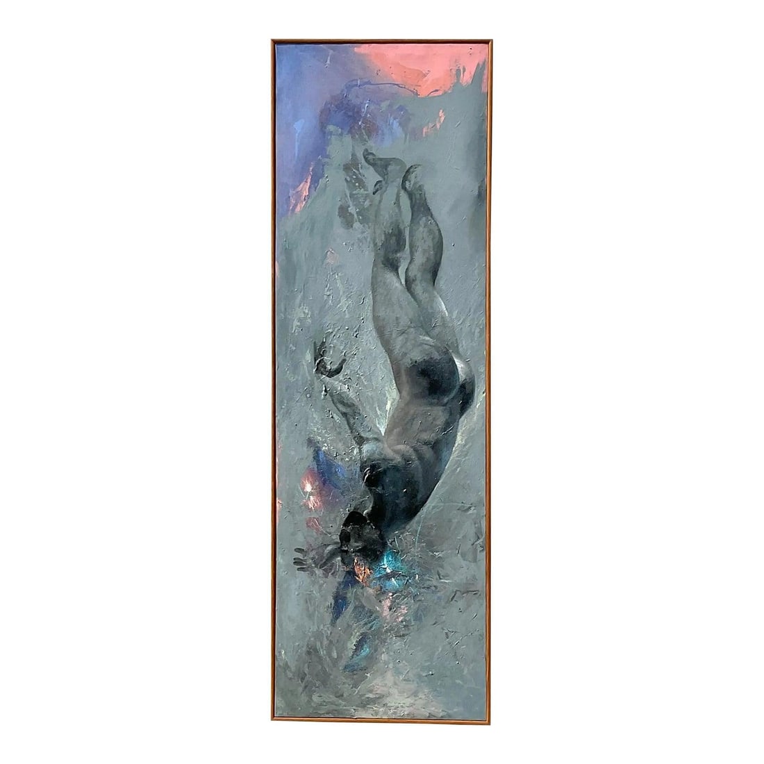 Tin Ly Signed Mixed Media Painting Falling Man on Canvas 1980s Abstract Expressionism (1 of 10)