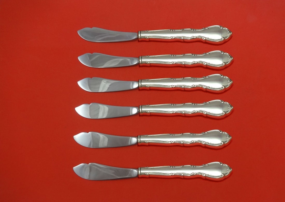 Gorham Andante Custom 6pc Sterling Silver Trout Knife Set 7.5": Gorham Andante Custom 6pc Sterling Silver Trout Knife Set 7.5" This exquisite Andante by Gorham 6-piece Trout Knife Set is a stunning addition to any flatware collection. Crafted from premium sterling