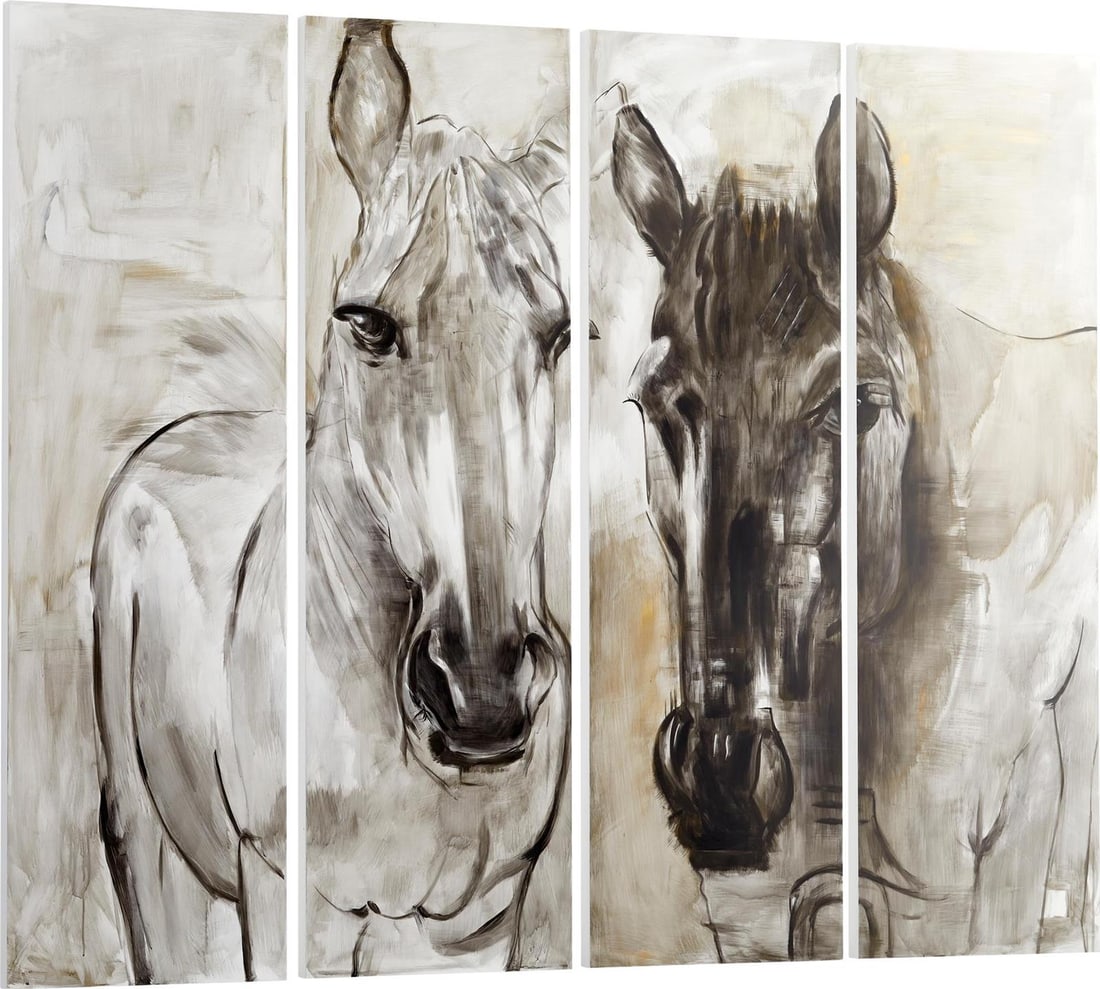 Cyan Thoroughbred Wall Art Country Farmhouse Decor 59 x 71 Inches: Cyan Thoroughbred Wall Art Country Farmhouse Decor 59 x 71 Inches Enhance your ranch decor with this enchanting Thoroughbred wall art. Crafted in a charming Country Farmhouse style, this piece feature