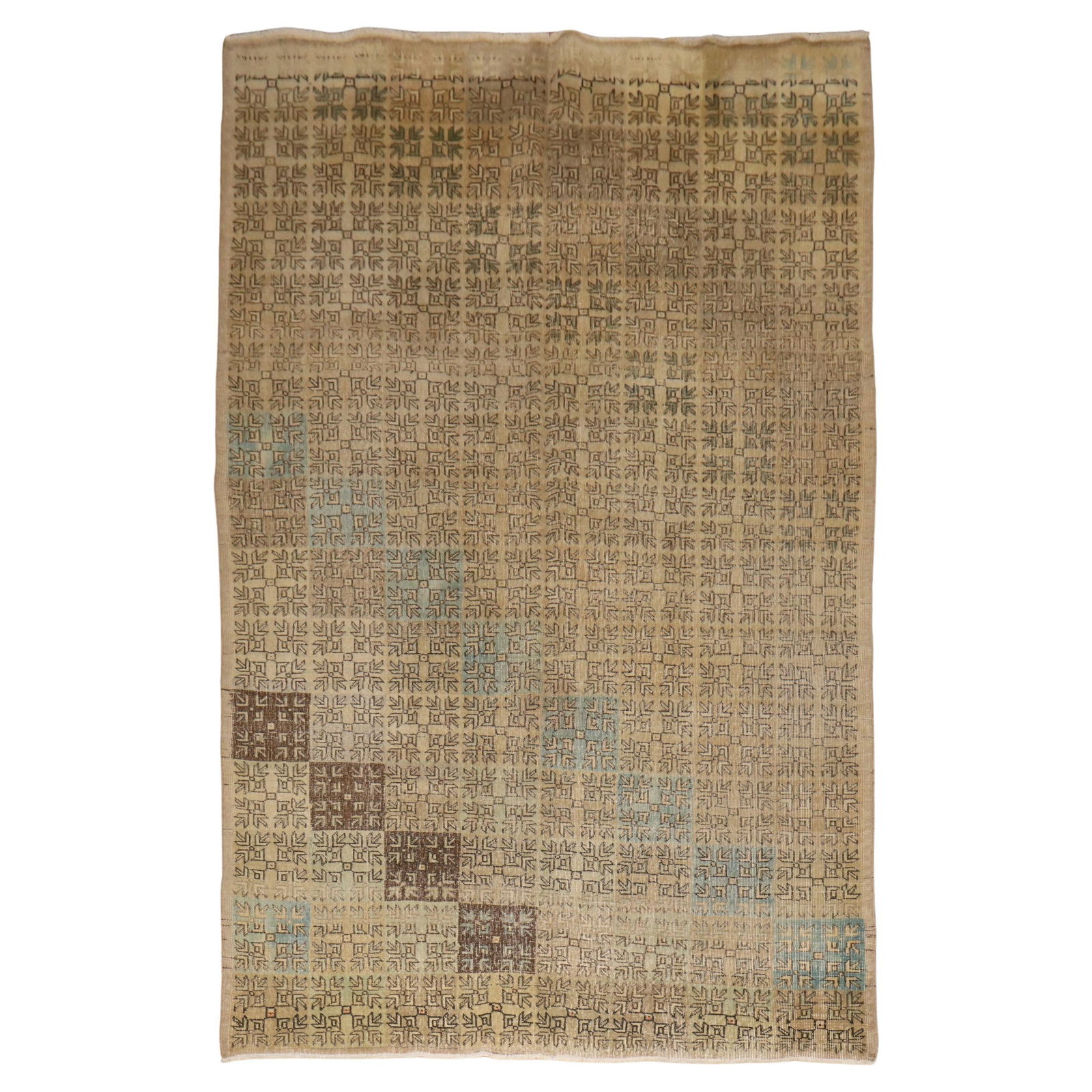 Midcentury Turkish Wool Rug 6'3 x 9'9 Hand-Knotted Anatolian Modern (1 of 8)