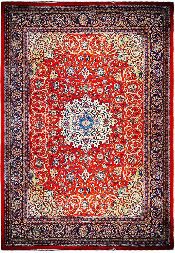 Handmade 10'2 x 13'9 Red Semi Antique Persian Sarouk Rug (1 of 6)
