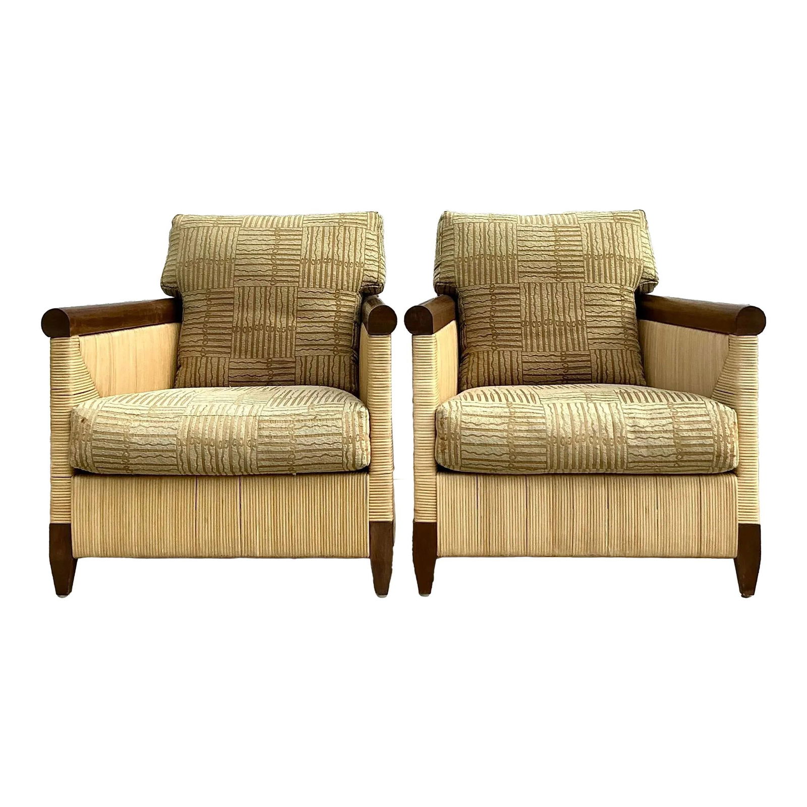 Vintage Donghia Merbau Woven Rattan Lounge Chairs Pair (1 of 10)