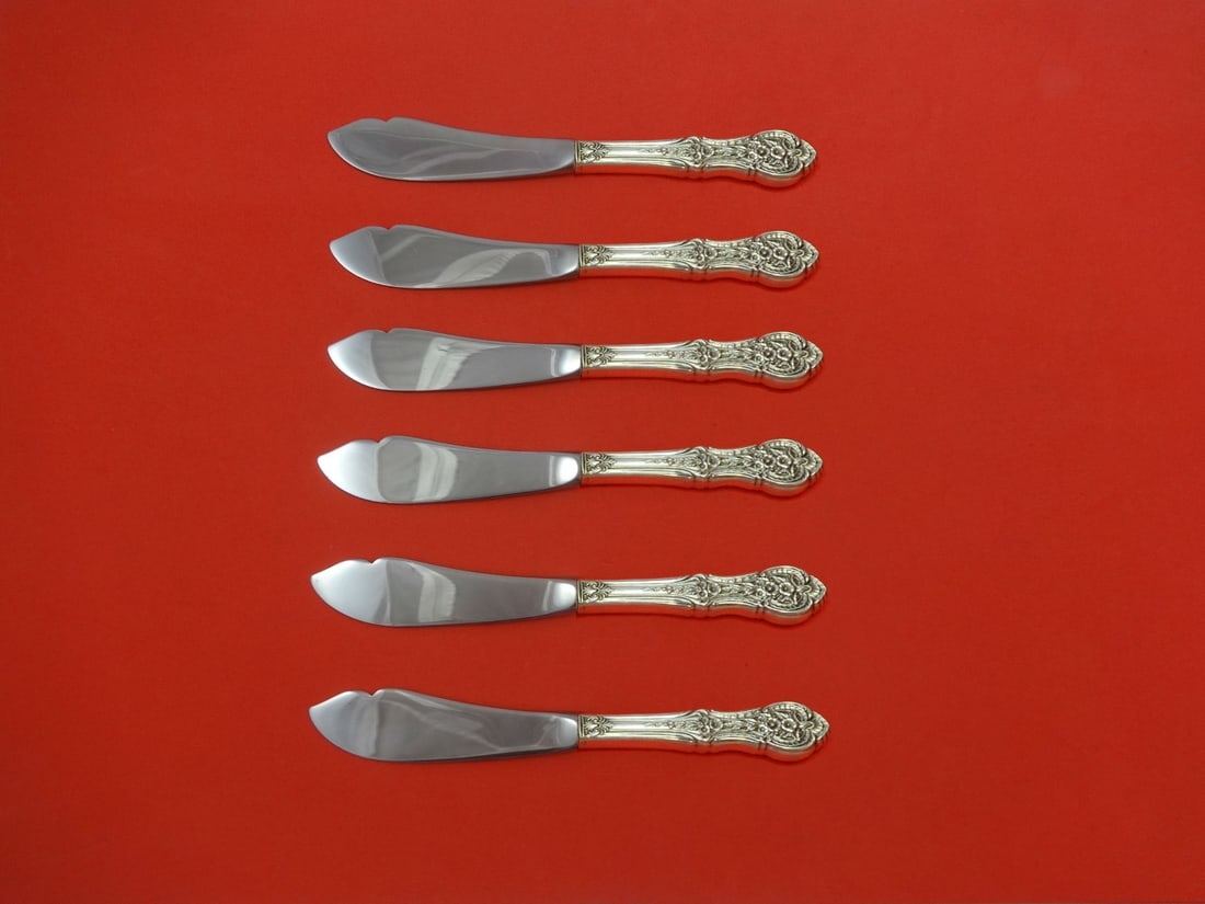 International Sterling Silver Springtime 6pc Trout Knife Set 7.5" Custom Monogrammed: International Sterling Silver Springtime 6pc Trout Knife Set 7.5" Custom Monogrammed This exquisite 6-piece trout knife set showcases the elegant Springtime pattern by International Sterling. Crafted