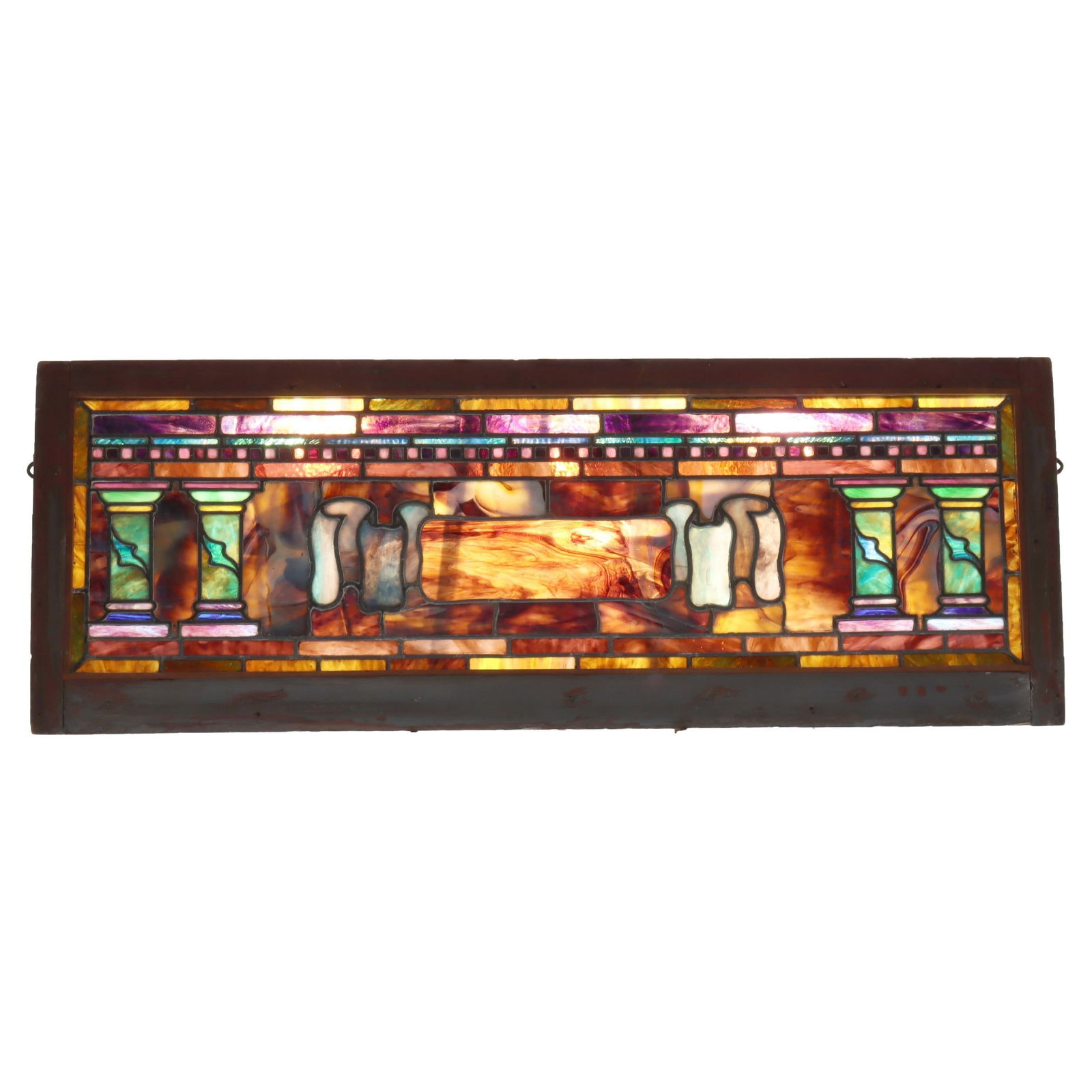 Early 20th Century Jeweled Stained Glass Window Featuring Grecian Columns (1 of 17)