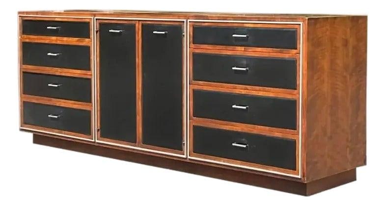 Mid Century Modern Leather Dresser with Chestnut Finish by John Stuart (1 of 8)