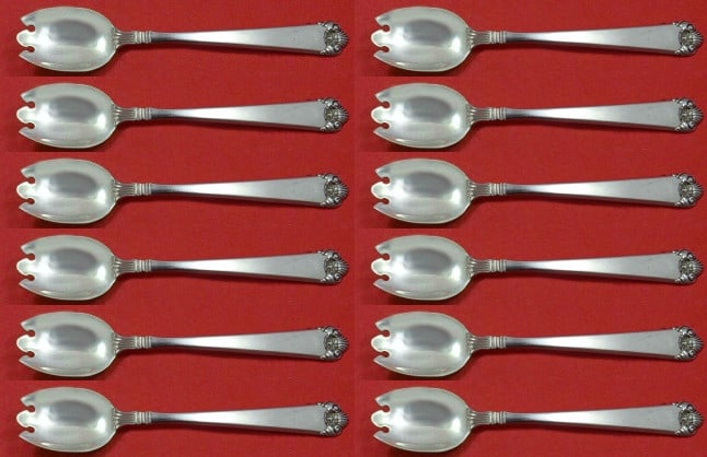 Watson Sterling Silver 12-Piece George II Rex Ice Cream Fork Set (1 of 3)