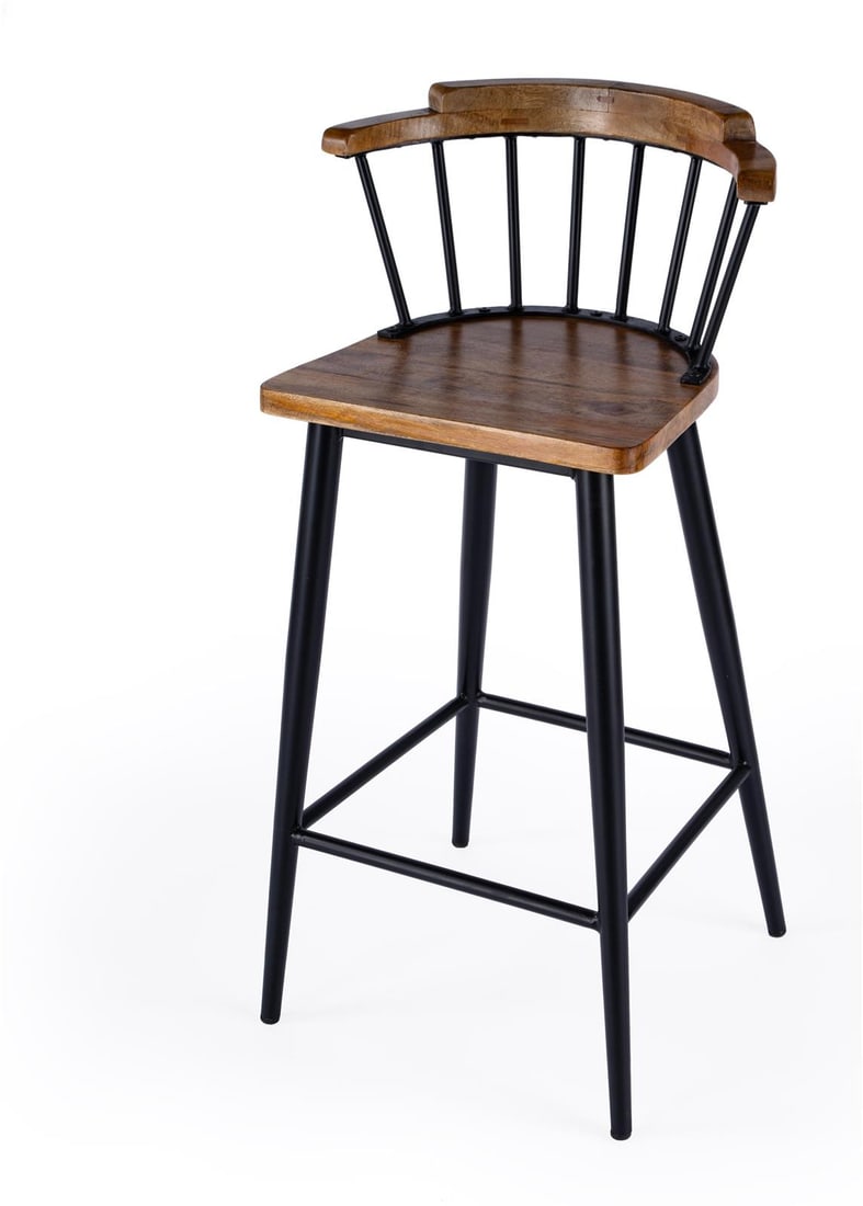 Butler Rustic Mango Wood Bar Stool 40.5H Brown Finish (1 of 7)