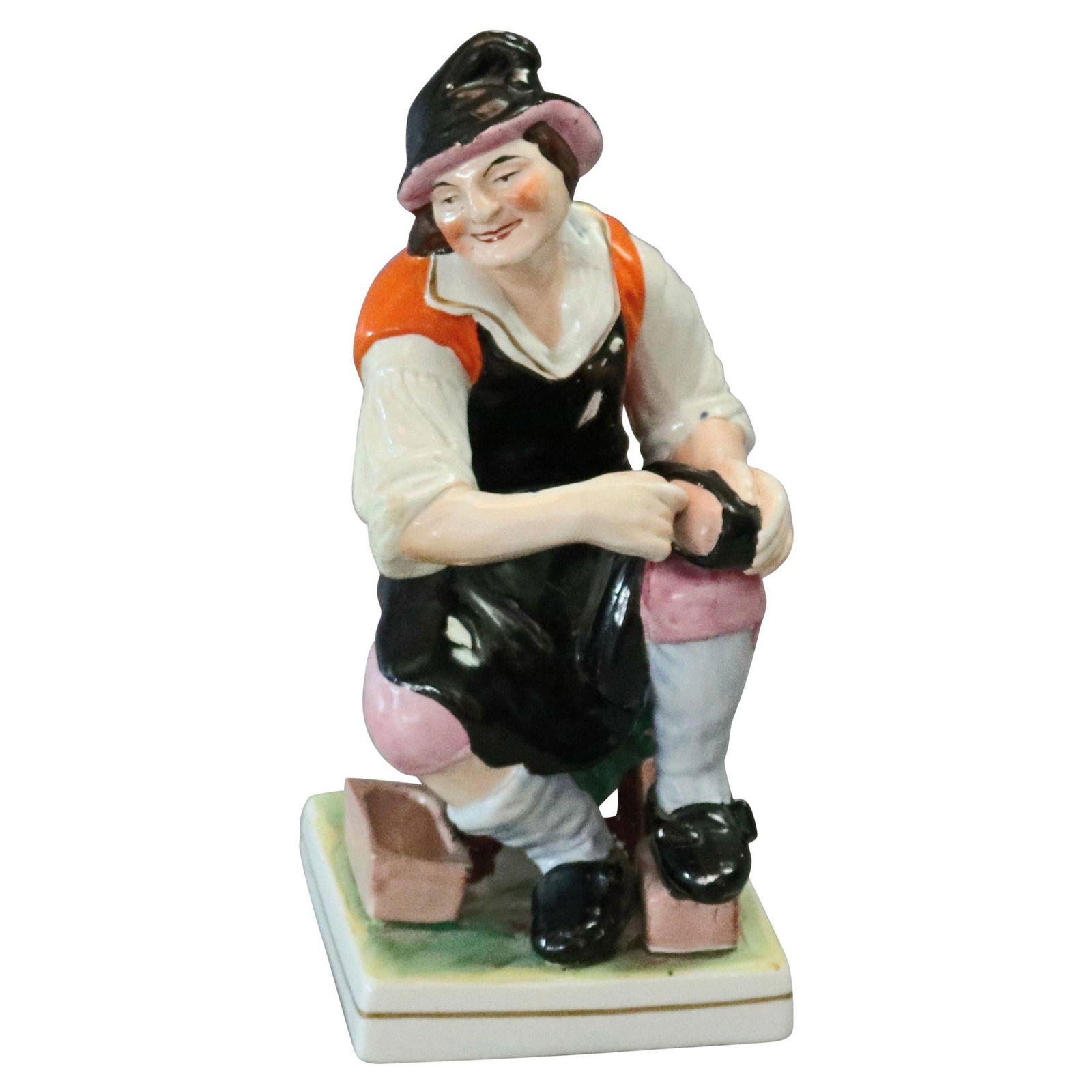 Antique Staffordshire Hand Painted Porcelain Cobbler Figure C1860 (1 of 10)