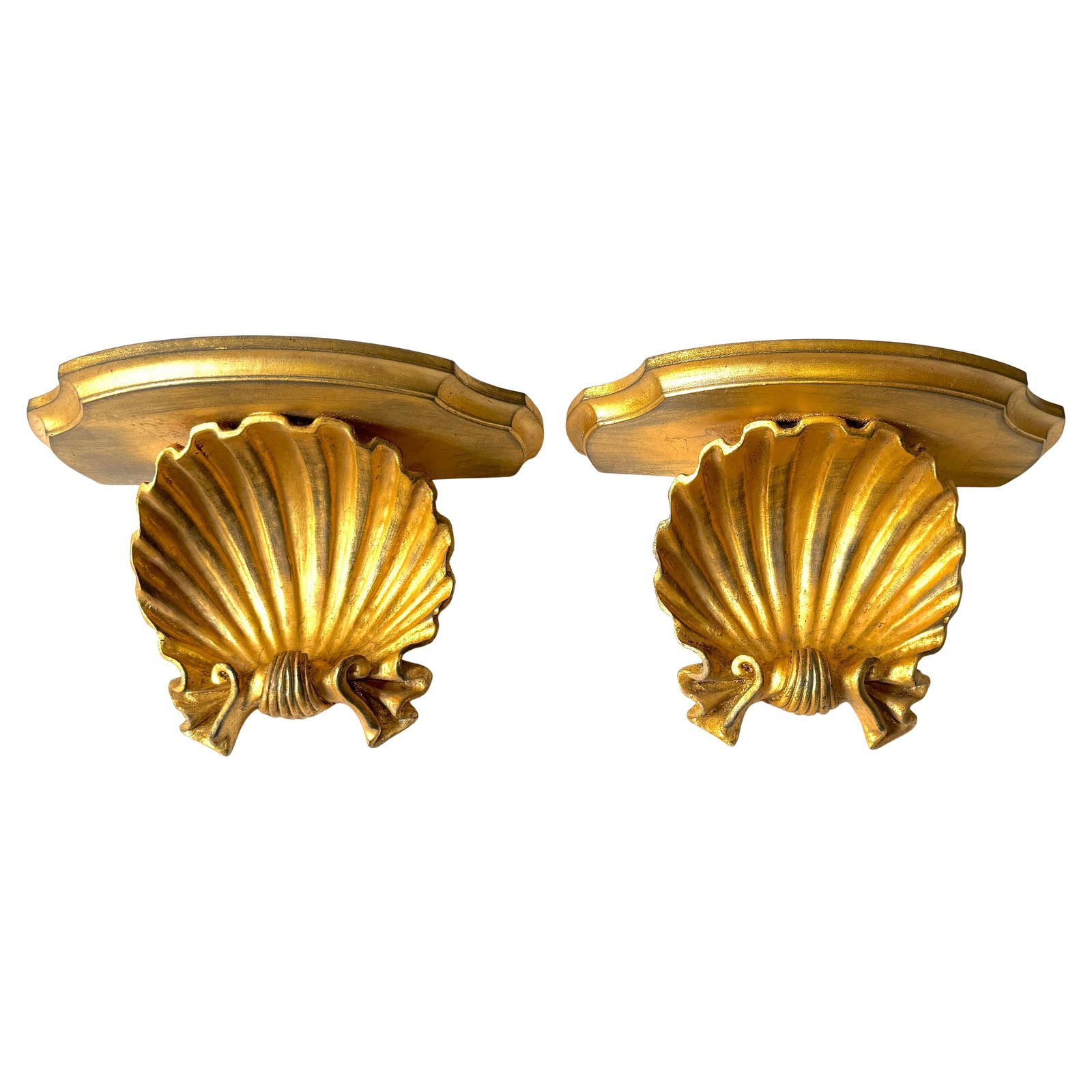 Italian Giltwood Shell Motif Wall Brackets Set of 2 Attributed to Palladio (1 of 13)