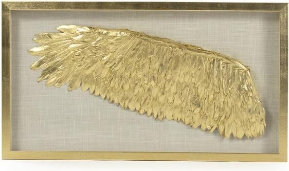 Zentique Opulent Gold Wing Left Style Framed Art 19.75H x 35.50W: Zentique Opulent Gold Wing Left Style Framed Art 19.75H x 35.50W This exquisite framed art piece features a stunning golden wing design, capturing the essence of elegance and sophistication. Crafted w
