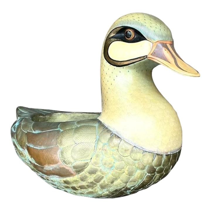 Vintage Boho Sergio Bustamante Duck Planter Brass Art (1 of 10)