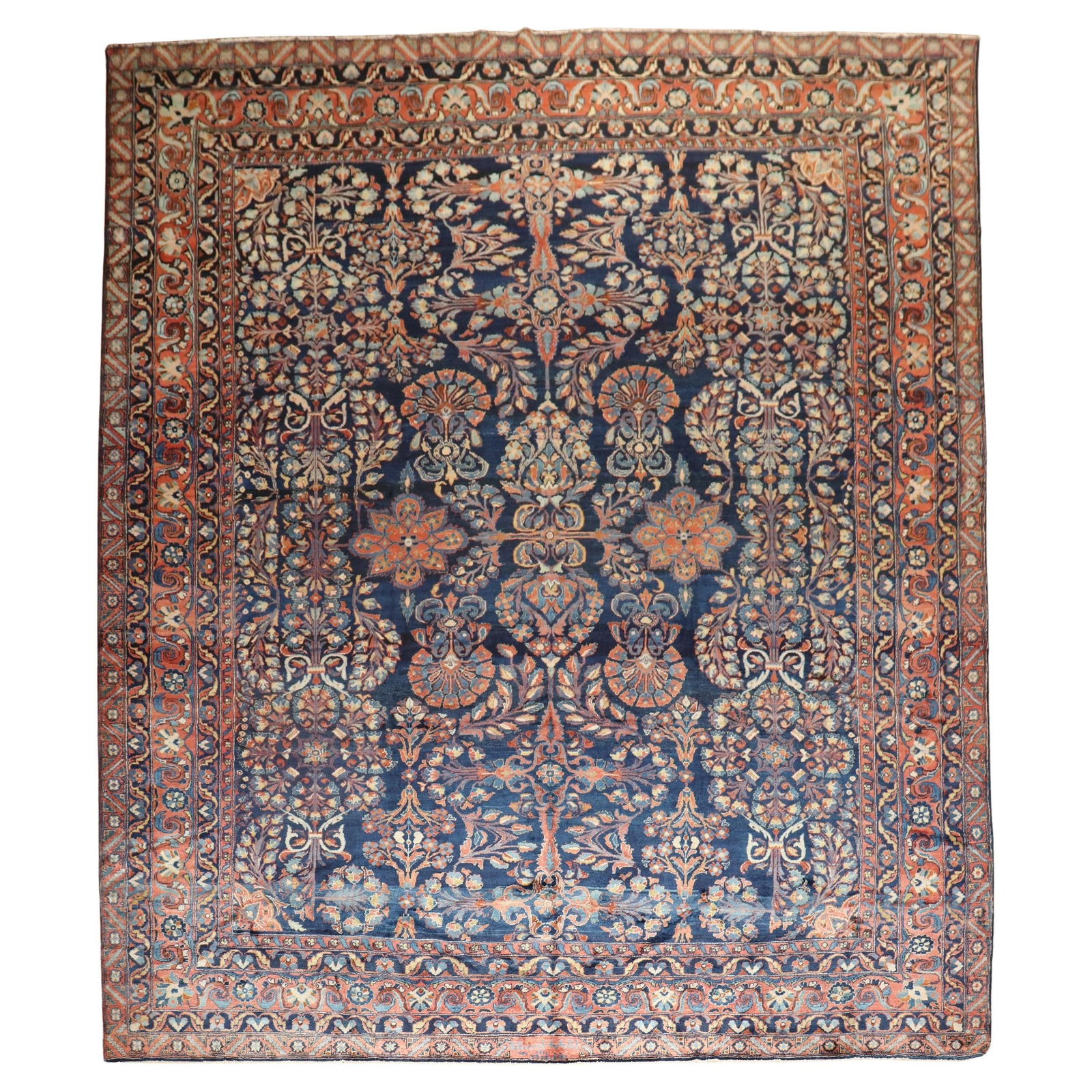 Zabihi Collection 1920s Navy Blue Persian Rug Sultanabad Wool 11'7 x 13'10 (1 of 15)