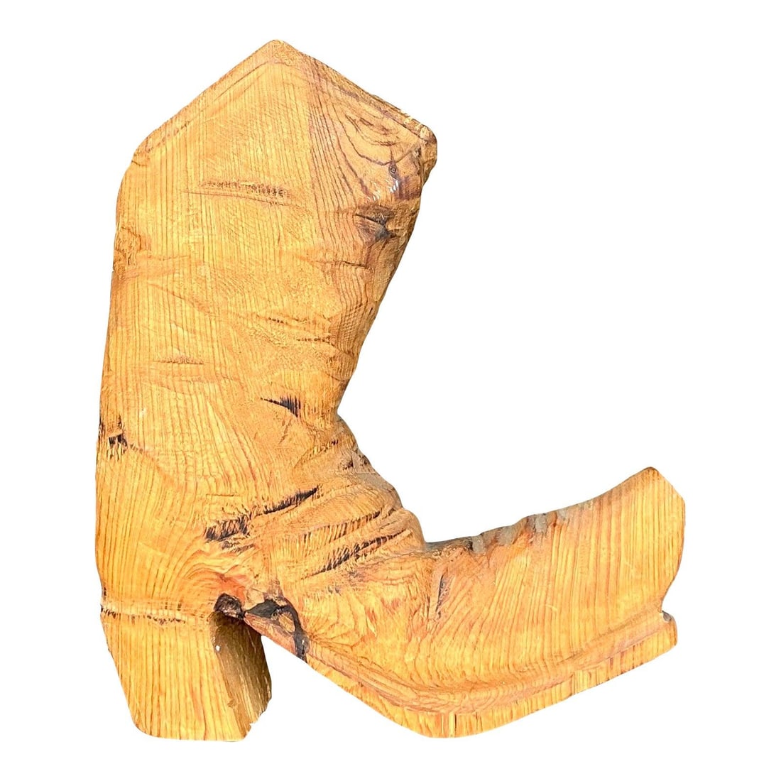 Dawson French 1980 Vintage Hand Carved Wooden Boot Folk Art: Dawson French 1980 Vintage Hand Carved Wooden Boot Folk Art Explore a one-of-a-kind vintage hand-carved wooden boot, a remarkable piece of folk art crafted by artisan Dawson French in 1980. This boot