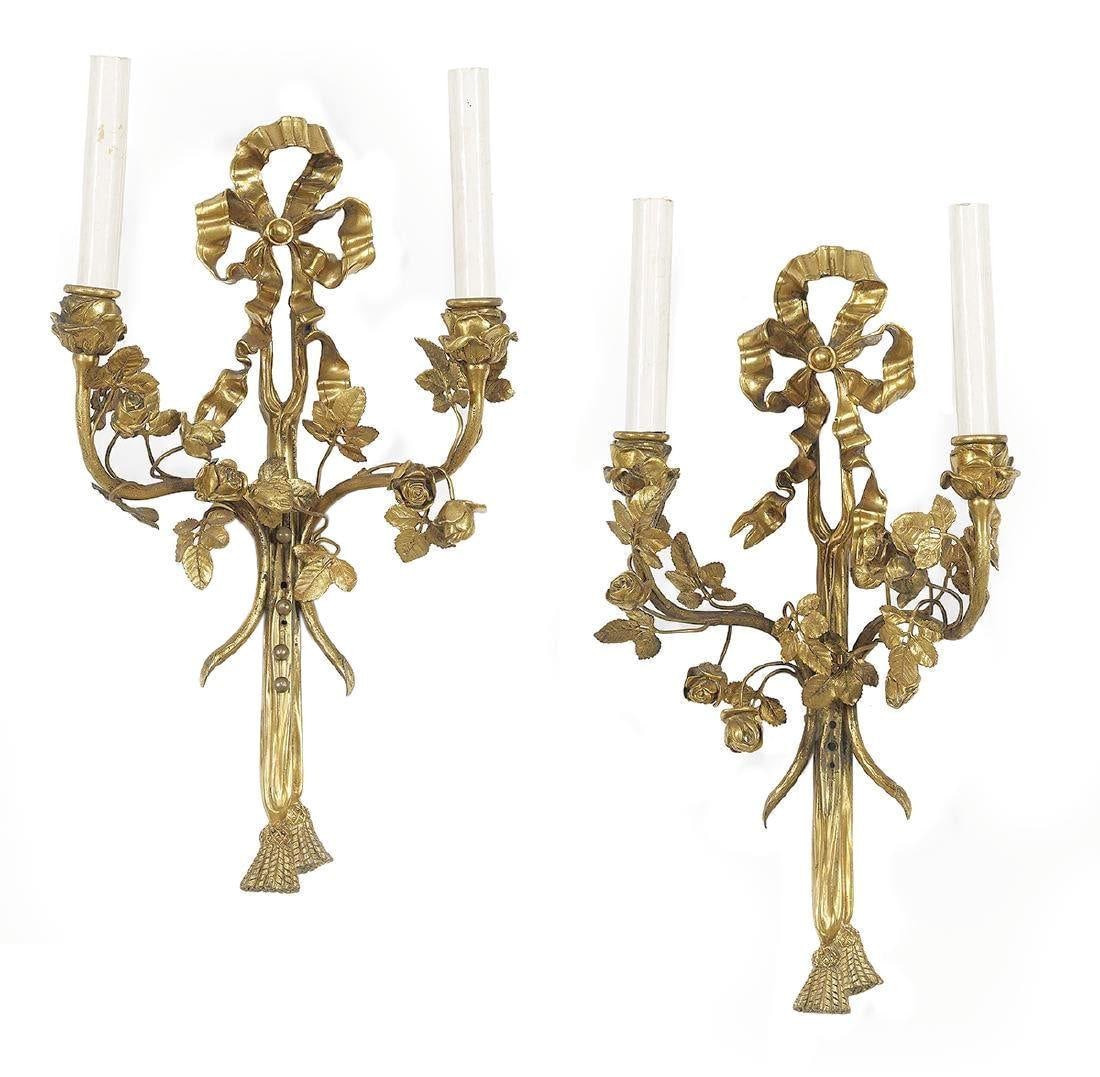 Pair of Gilt Bronze French Rococo Wall Sconces Maison Millet 19th Century (1 of 15)