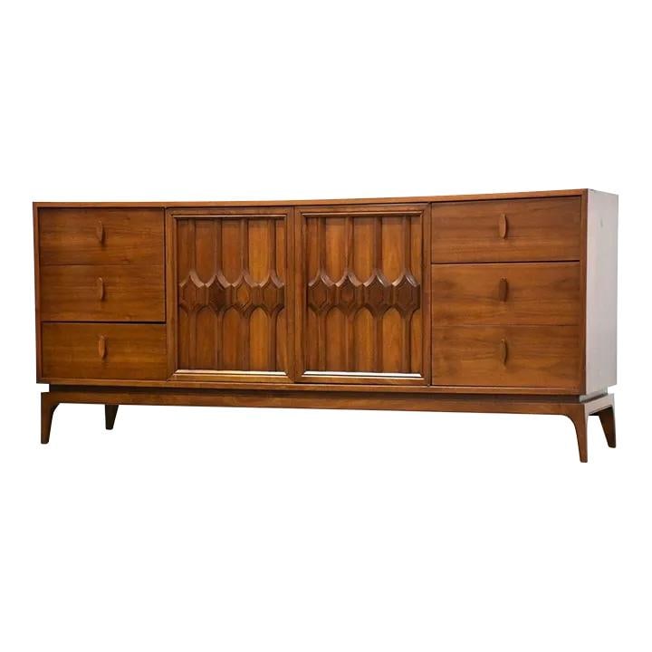 Vintage Mid Century Modern Walnut Dresser Credenza 73.5" Wide (1 of 9)