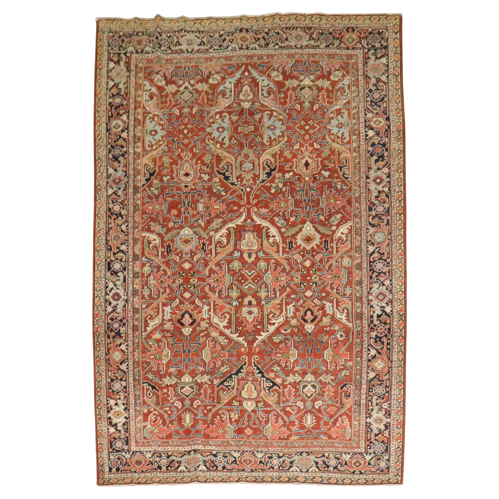 Antique Persian Heriz Geometric Rug 7'6 x 10'10 Hand-Woven Wool (1 of 10)