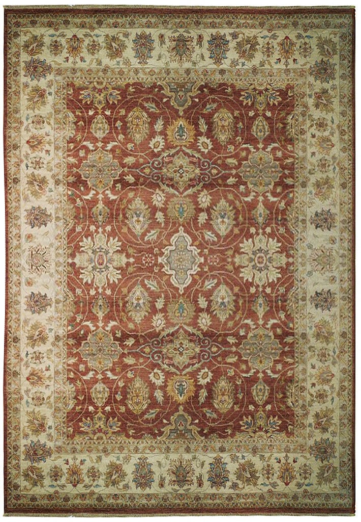 8.1 x 9.11 Dull Red Handmade Chobi Rug from India (1 of 7)