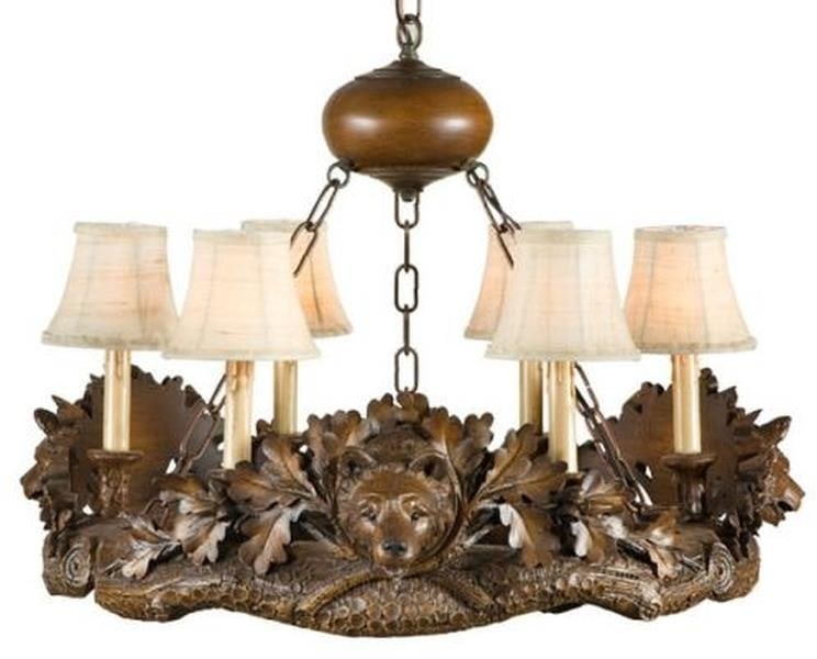 Hand-Cast Bear Head Lodge Chandelier USA Made 20H 29W 29D: Hand-Cast Bear Head Lodge Chandelier USA Made 20H 29W 29D This item is made at time of order. Please allow 42 to 70 days for production. Illuminate your space with this exquisite Hand-Cast Bear Head