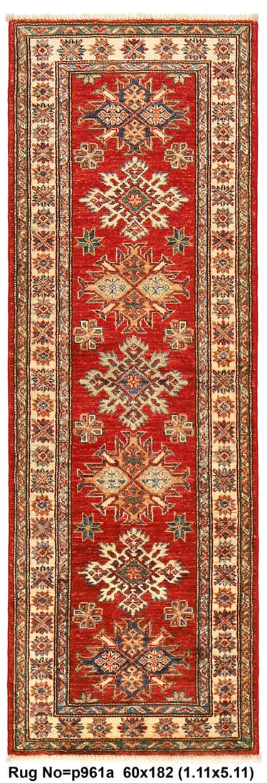 Handmade 2' x 6' Super Kazak Runner Soft Wool Area Rug: Handmade 2' x 6' Super Kazak Runner Soft Wool Area Rug Free continental US Shipping Discover the exquisite beauty of this 2' x 6' Quality Super Kazak Runner, handmade with the finest soft and silky wo
