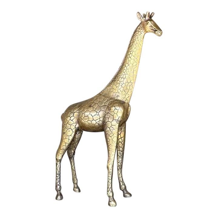 Chic Vintage Boho Solid Brass Giraffe Statue (1 of 6)