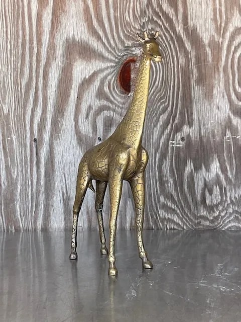 Chic Vintage Boho Solid Brass Giraffe Statue - 6