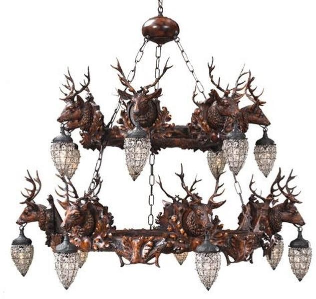 Unique Rustic Stag Head 10-Light Bowl Chandelier Lodge Style: Unique Rustic Stag Head 10-Light Bowl Chandelier Lodge Style This item is made at time of order. Please allow 42 to 70 days for production. Illuminate your space with this stunning Rustic Stag Head Ch