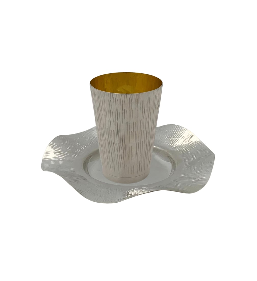 Handmade Modern 925 Sterling Silver Cup and Tray Set (1 of 4)