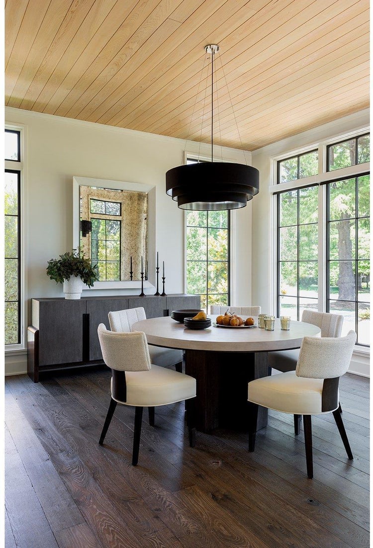 Topanga Round Dining Table by Universal with Bronze Trim: Topanga Round Dining Table by Universal with Bronze Trim Introducing the luxurious Topanga Dining Table, featuring a sophisticated design with an elegant bronze trim. This round dining table is perfec